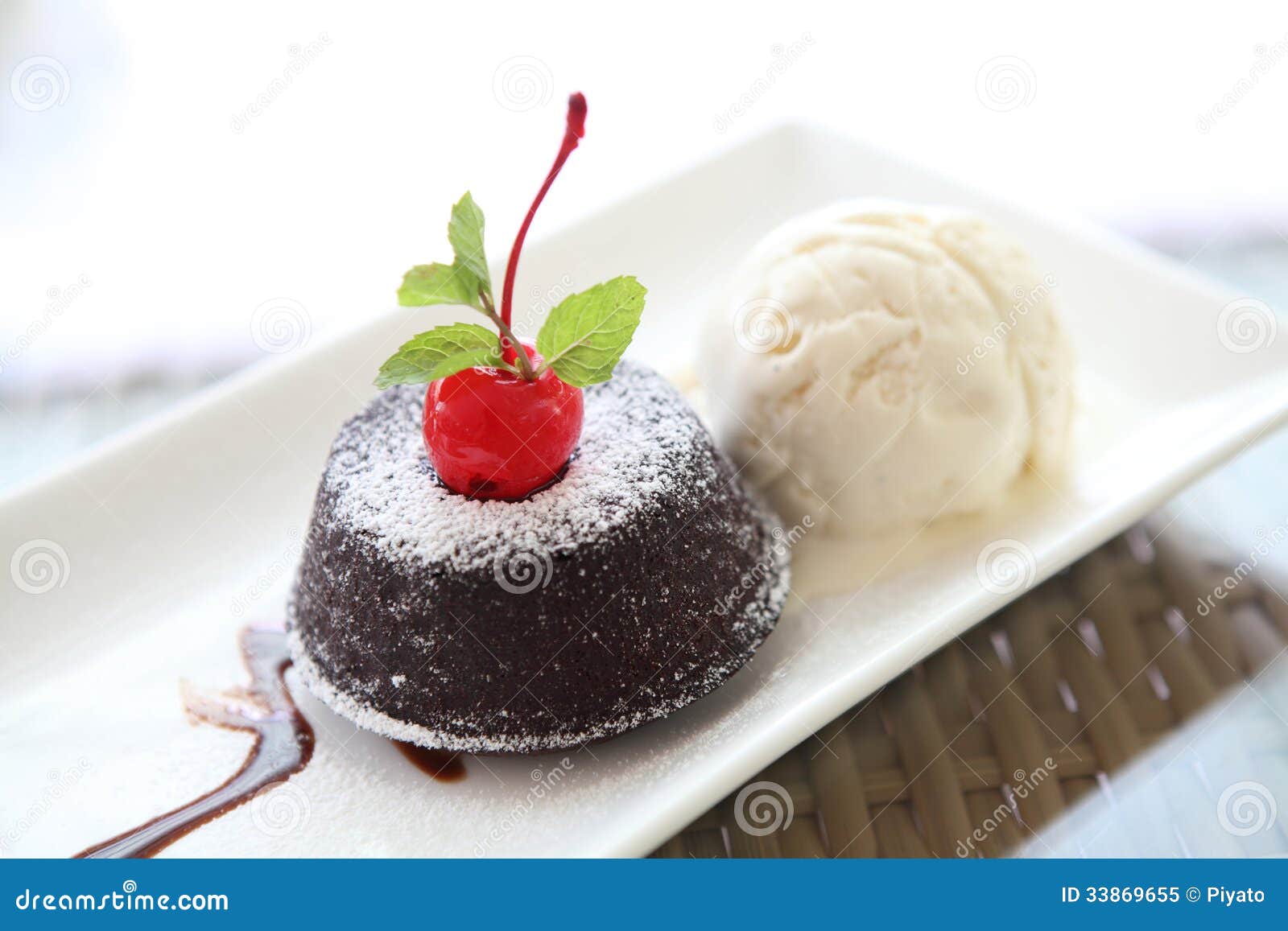 Chocolate Lava Cake with Ice Cream Stock Image Image of dessert
