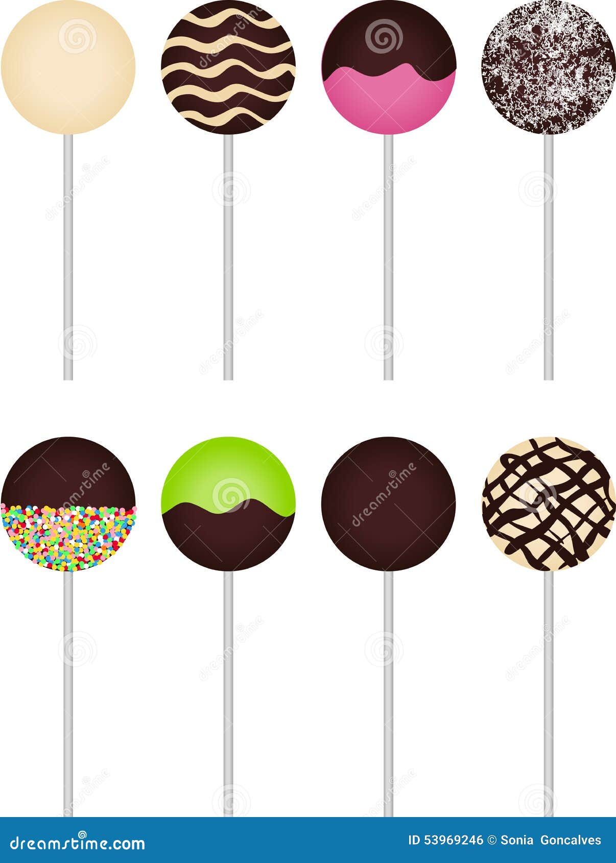 Chocolate lollipops stock vector. Illustration of delicious 53969246