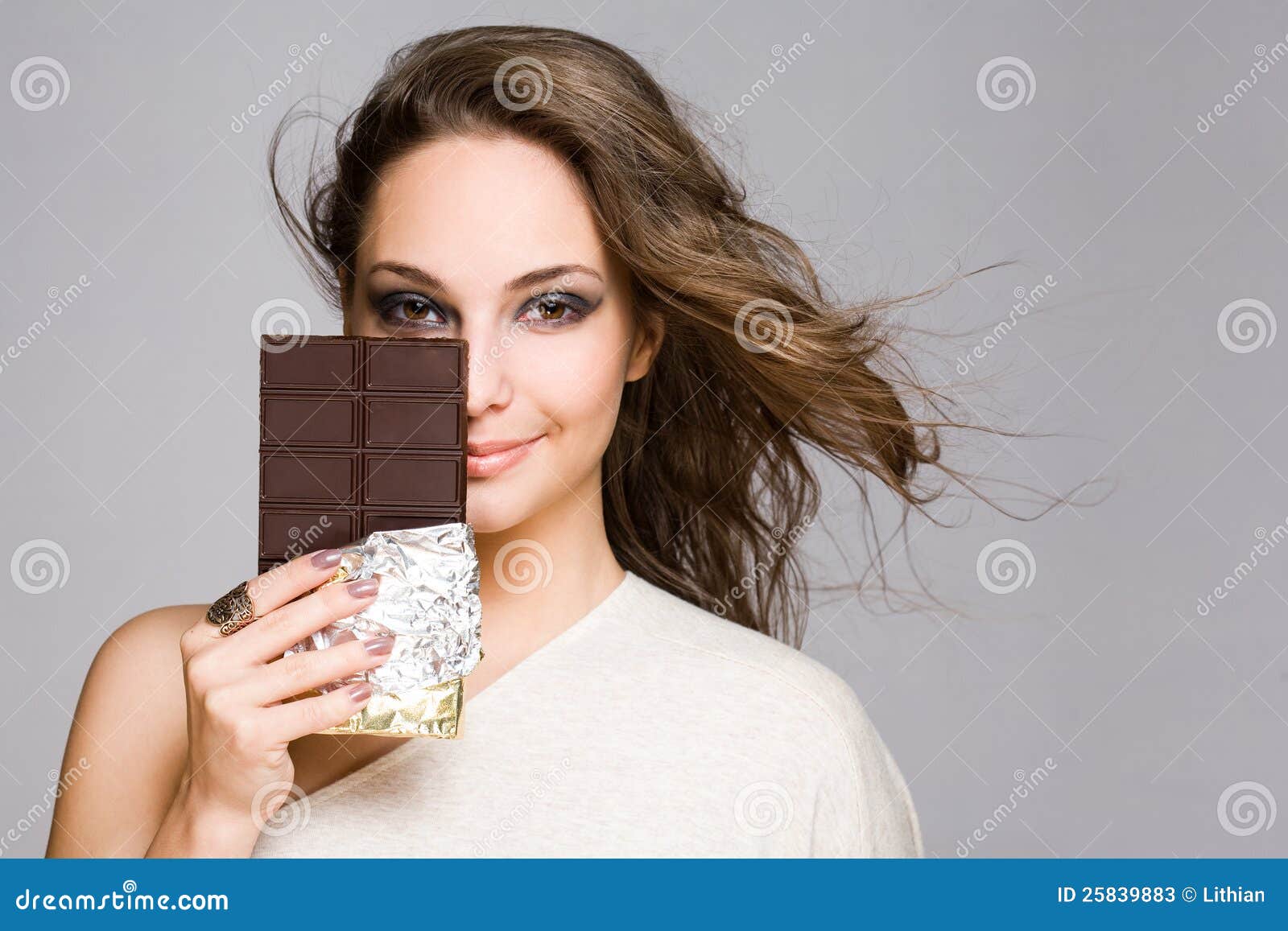 Chocolate Loving Brunette Cutie Stock Image Image Of Latino Gorgeous 25839883