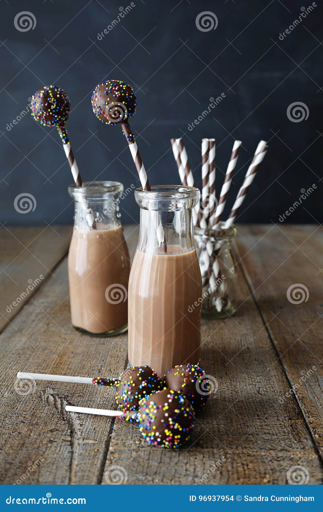 Chocolate Milk with Cake Pops Stock Photo Image of healthy, milk