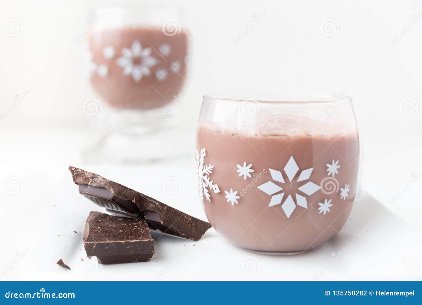 Chocolate Milk in a Glass with Chunks of Chocolate. Stock Photo Image