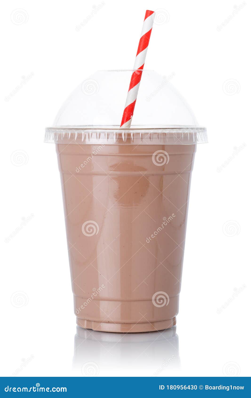Chocolate Milk Shake Milkshake Straw in a Cup Isolated on White Stock