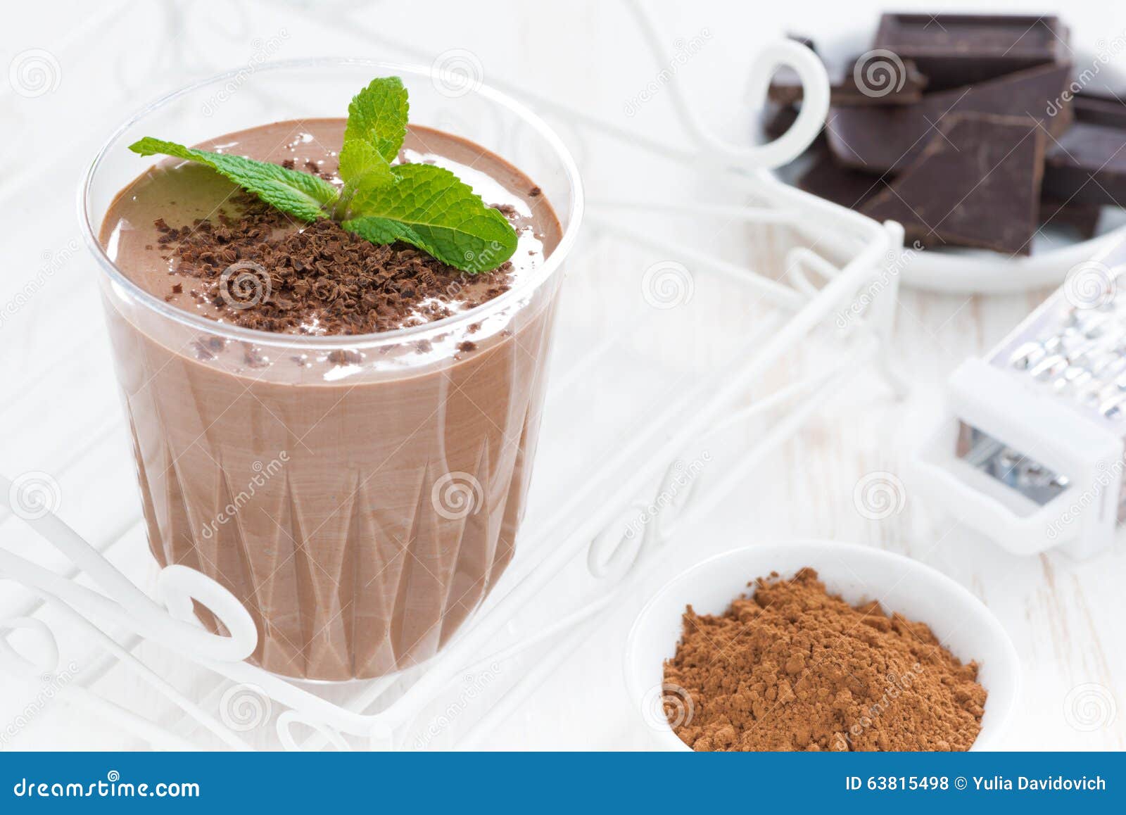 Chocolate Milkshake and Ingredients, Closeup Stock Photo Image of