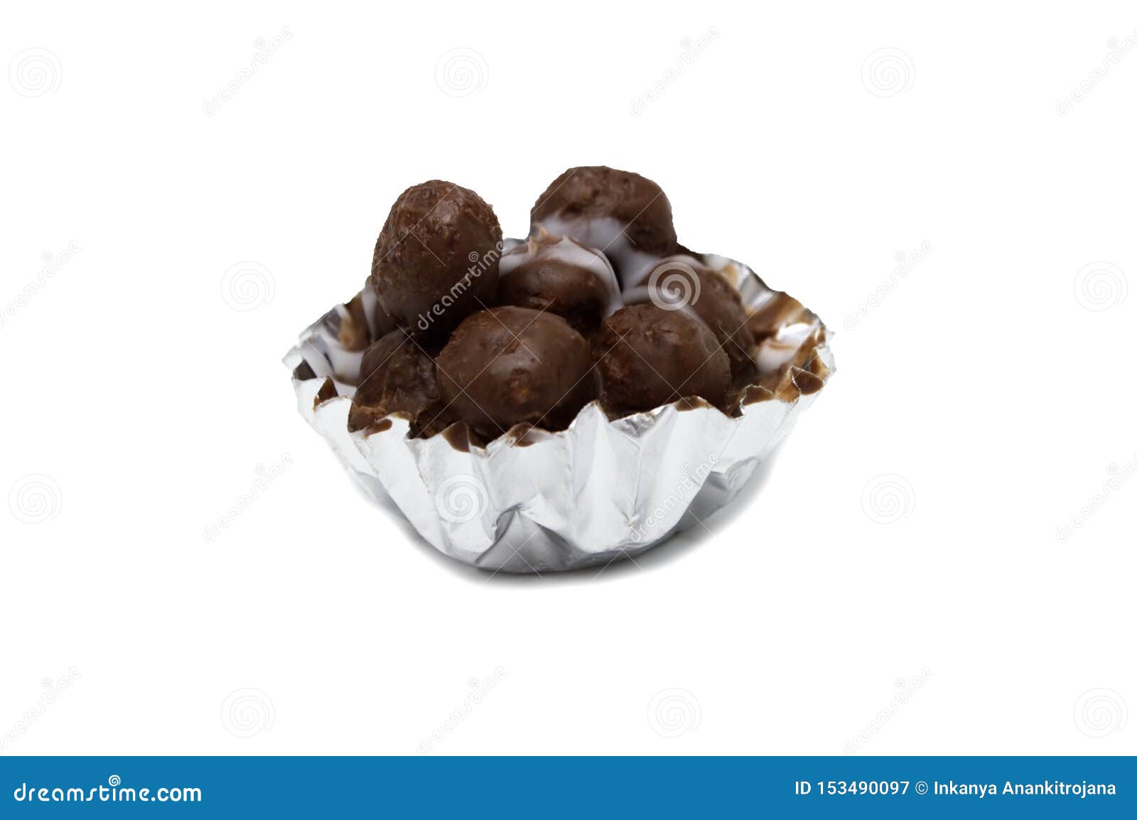 Chocolate Mini Balls Inside of the Cup. Stock Image Image of brown