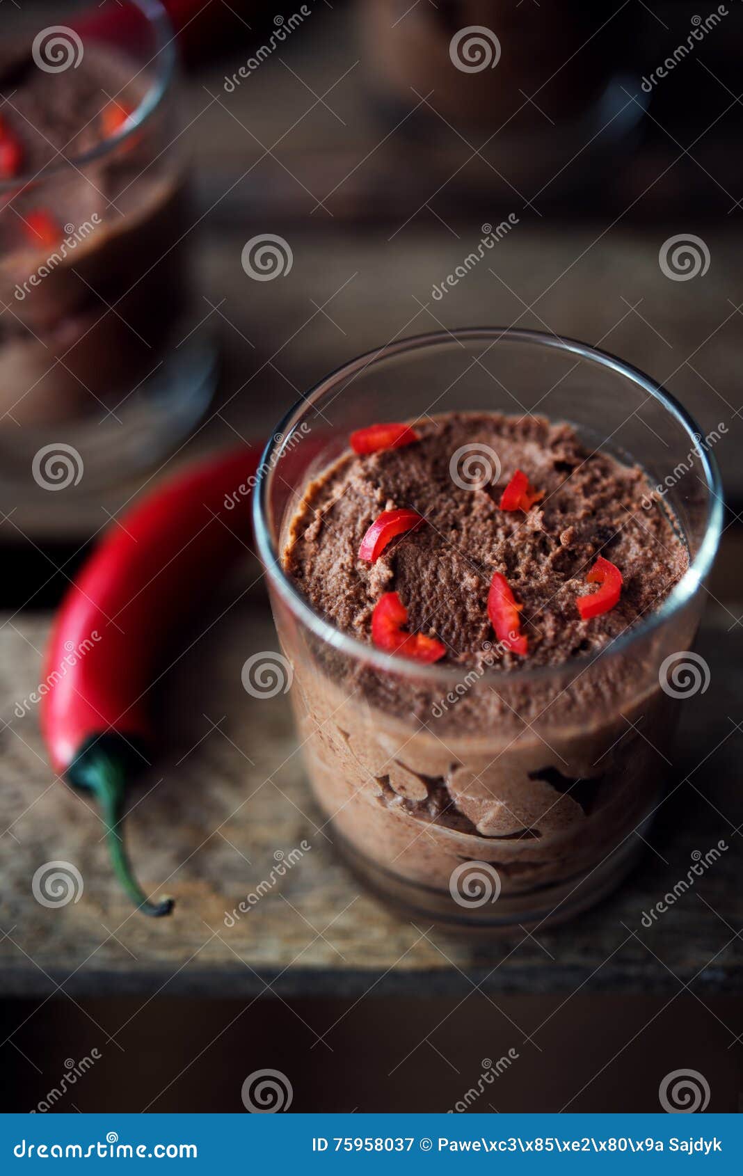 Chocolate Mousse with Chili Pepper Stock Image Image of gourmet