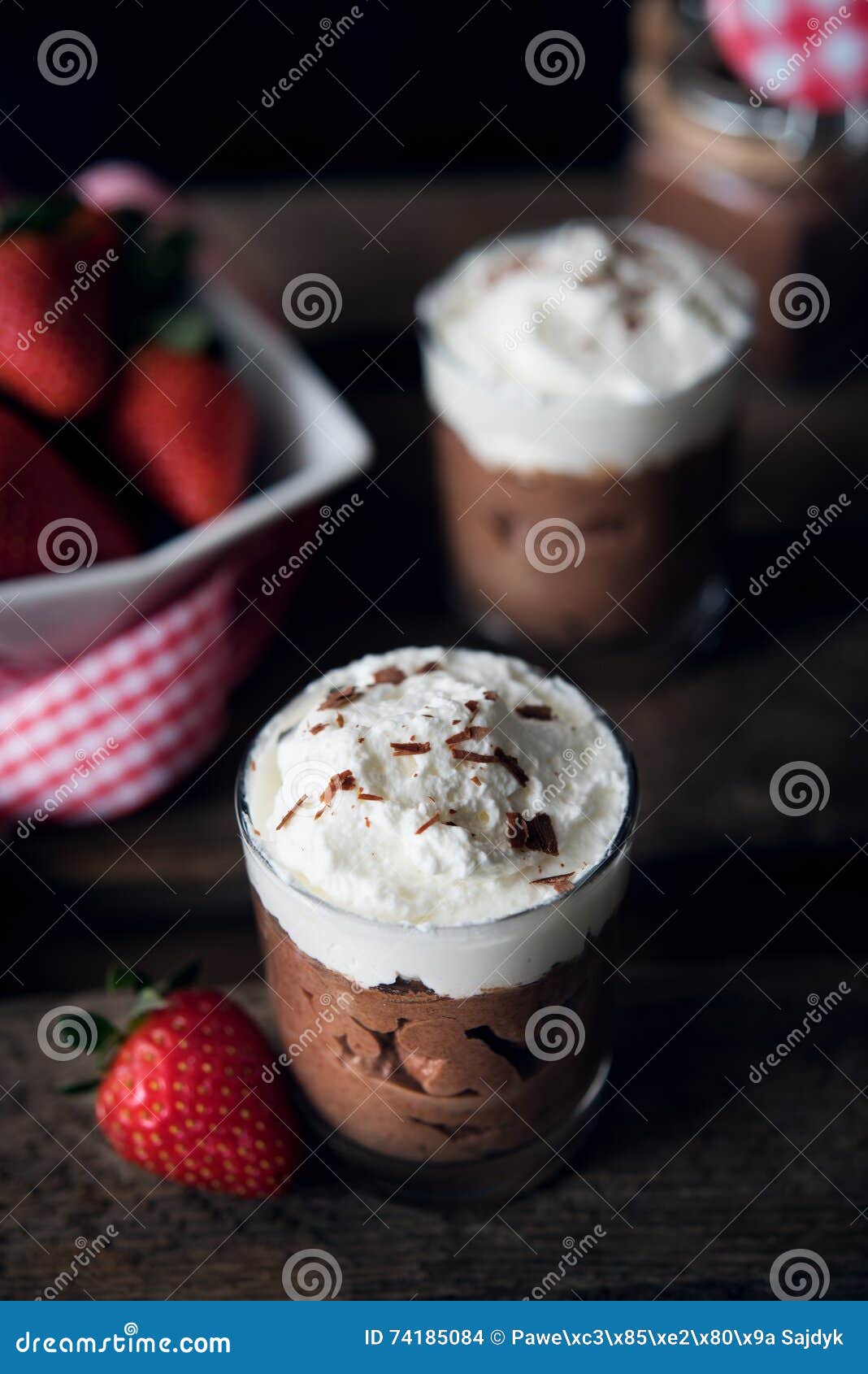 Chocolate Mousse with Strawberries Stock Photo Image of fruit