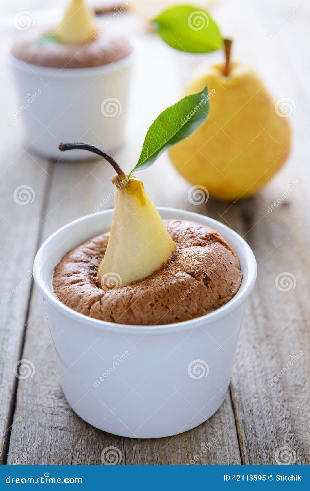 Chocolate Muffin with Pear and Fresh Pear Stock Image Image of fruit