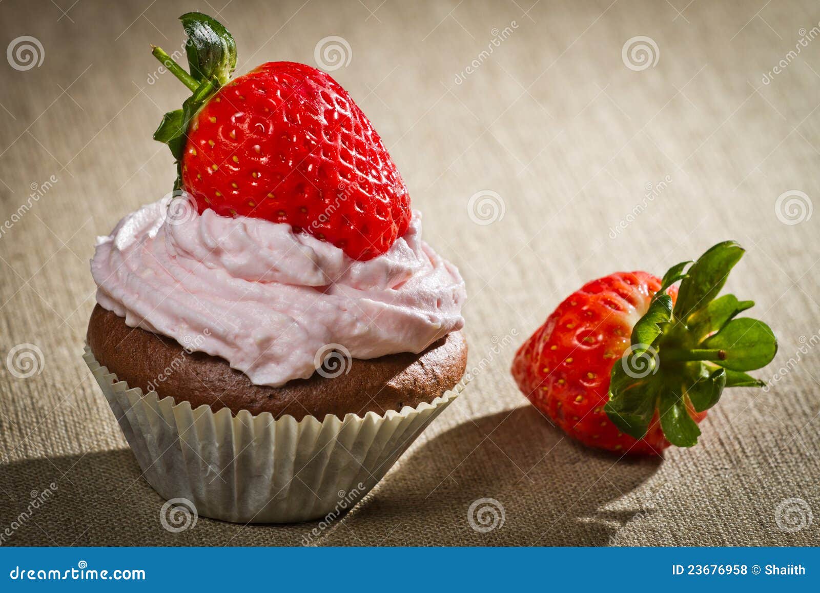 Chocolate Muffin with Strawberry Stock Photo Image of square, cake 23676958
