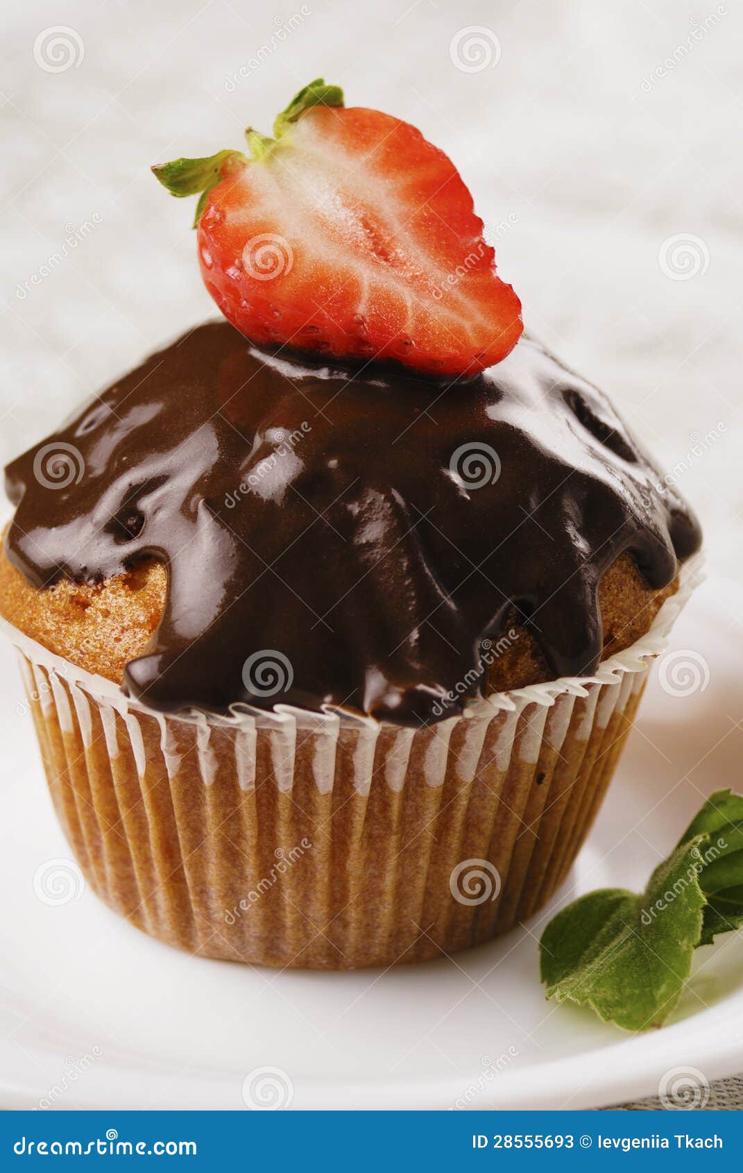 Chocolate Muffin with Strawberry on Top Stock Image Image of sugar, birthday 28555693