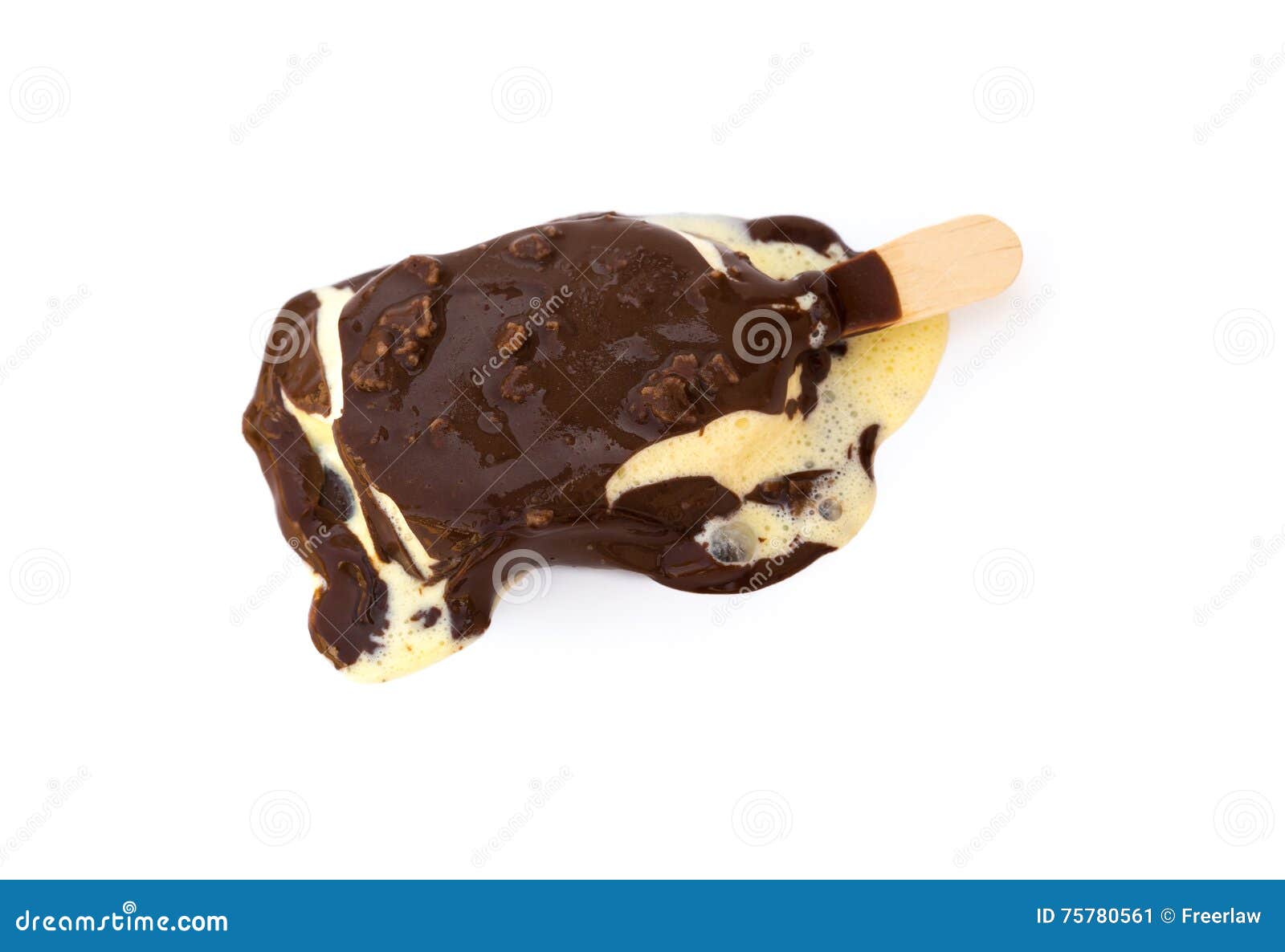 Chocolate Outer Ice Cream Melting A Lot On White Background Stock Image