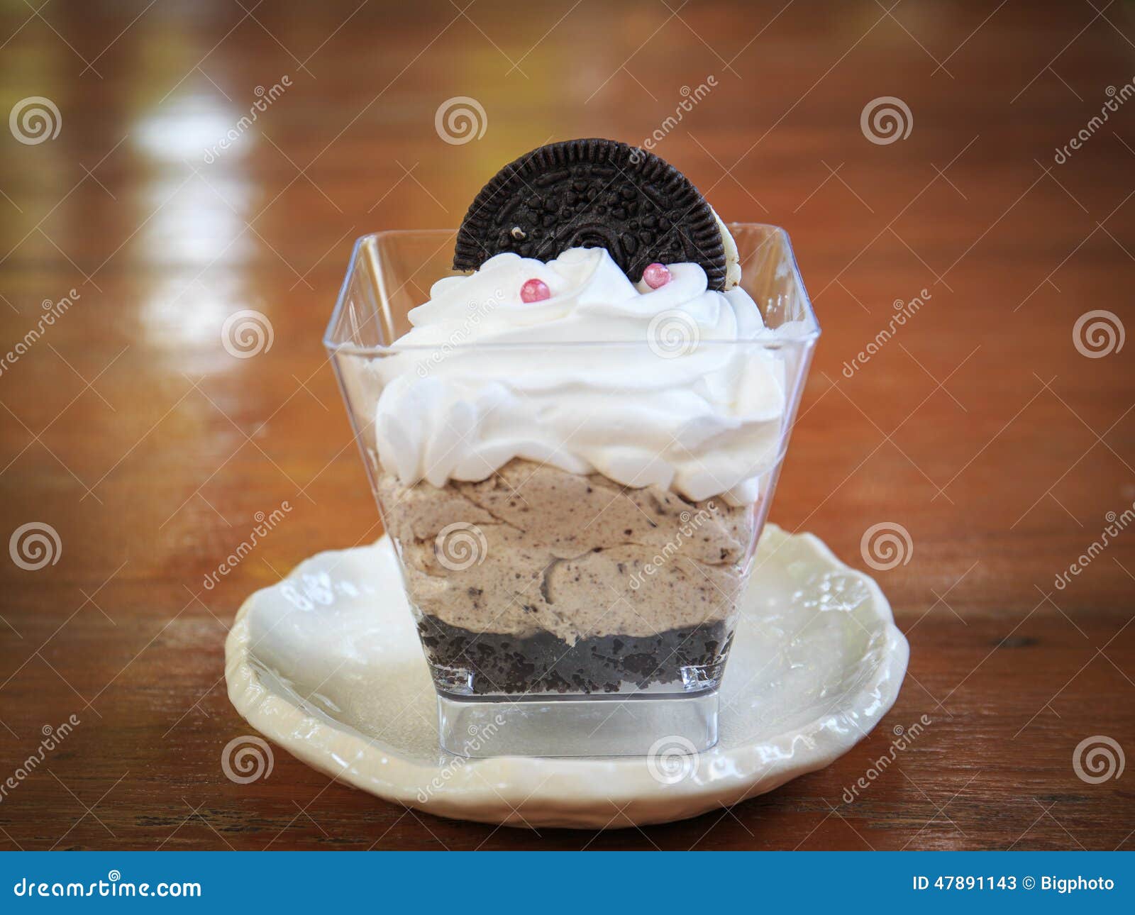 Chocolate Parfait Layered Dessert with Cookies and Mousse Stock Image