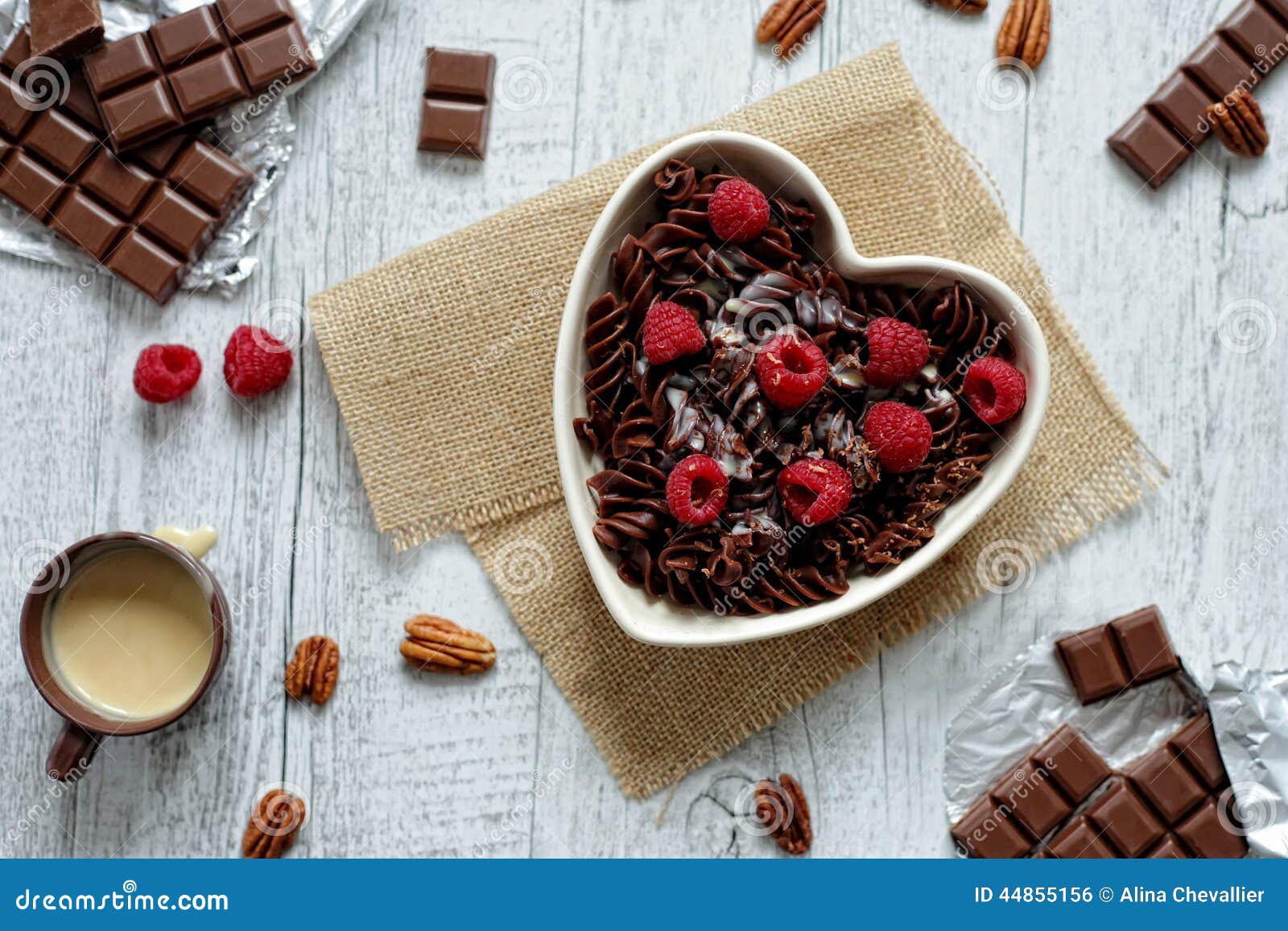 Chocolate Pasta in a Heart Shaped Bowl Stock Photo Image of kitchen