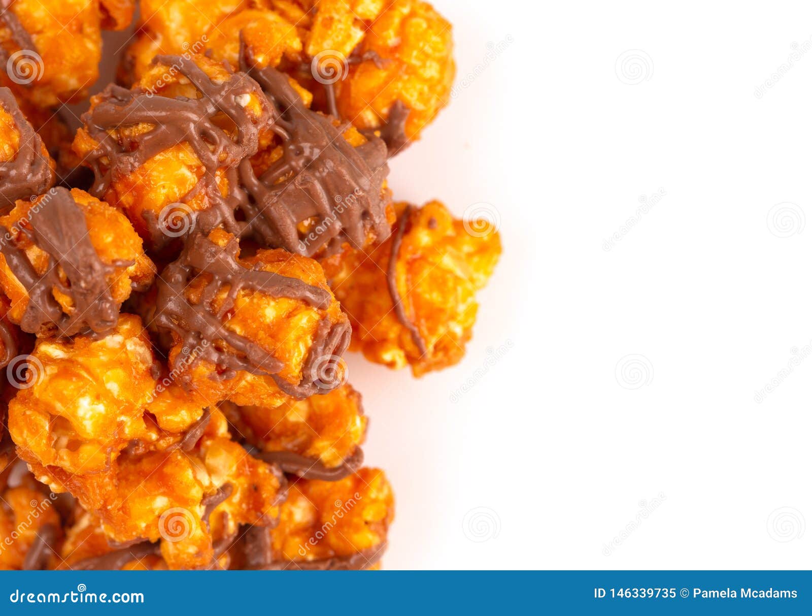 Chocolate Peanut Butter Flavored Popcorn on a White Background Stock Image Image of drizzled
