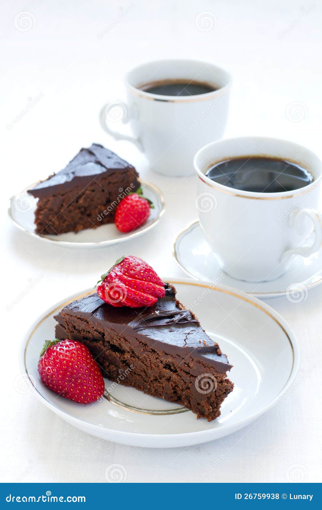 Chocolate pie and coffee stock photo. Image of brownie 26759938