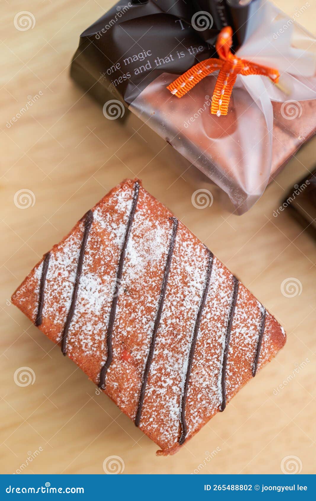 Chocolate Piece Cake and Gift Wrapping Stock Photo Image of piece
