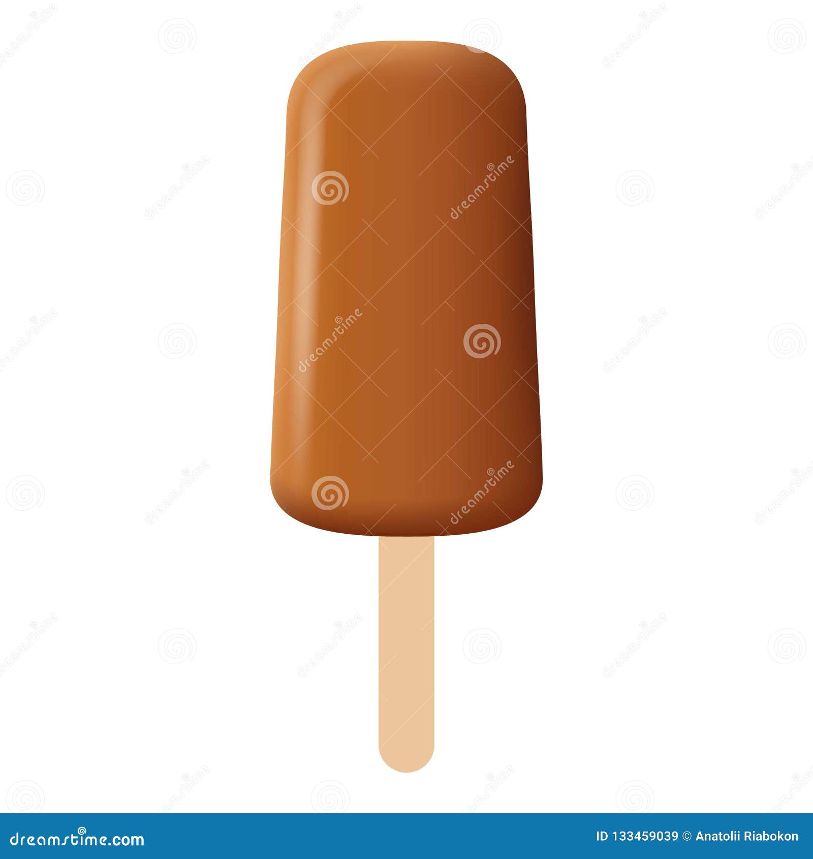Chocolate Popsicle Icon, Realistic Style Stock Vector Illustration of