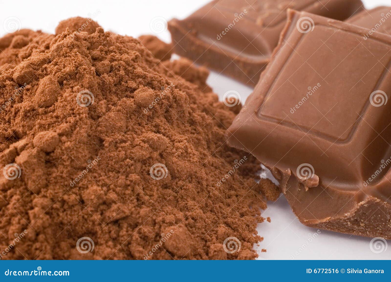 Chocolate Powder and Milk Chocolate Blocks Stock Photo Image of sweet, depth 6772516