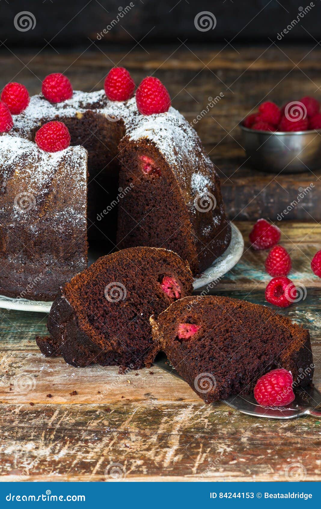 Chocolate and Raspberry Bundt Cake Stock Image Image of marble