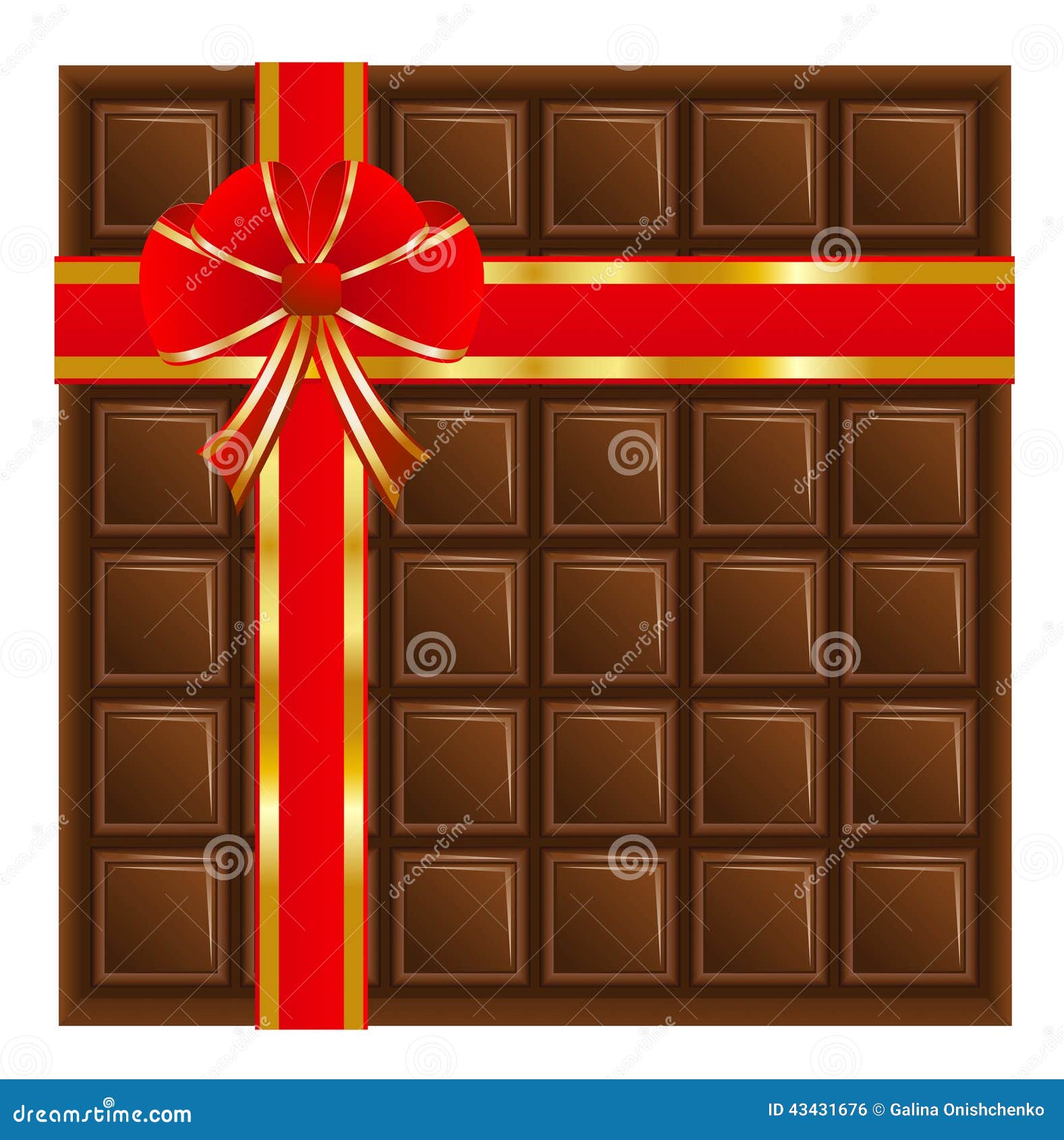 Chocolate With A Red Ribbon, Background For A Design Stock Vector