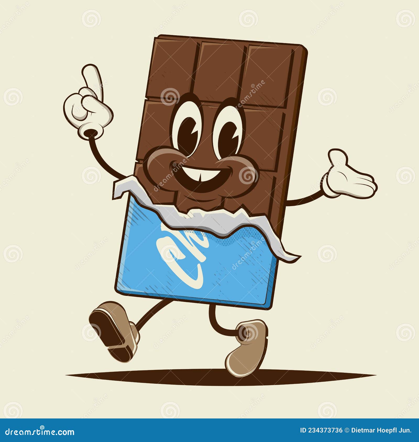 Funny Cartoon Chocolate Bar with Blue Paper Wrapping Stock Vector -  Illustration of brown, gesture: 234373736