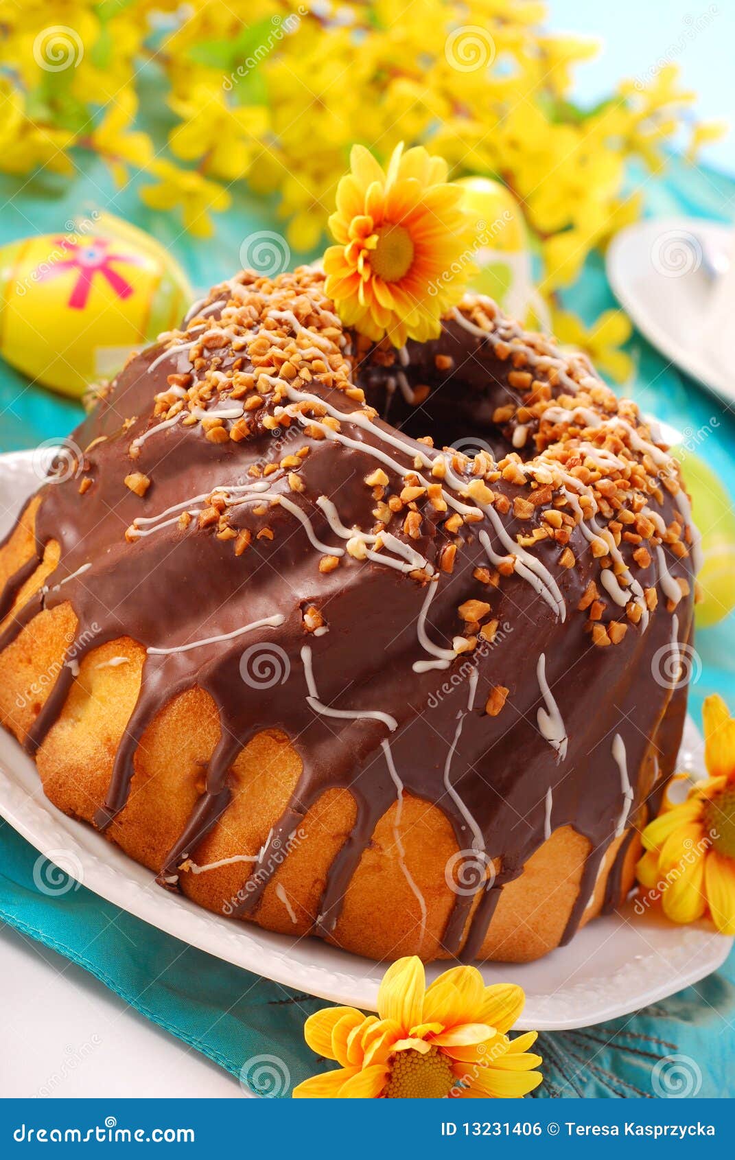 Chocolate Ring Cake for Easter Stock Photo Image of delicious, pastry