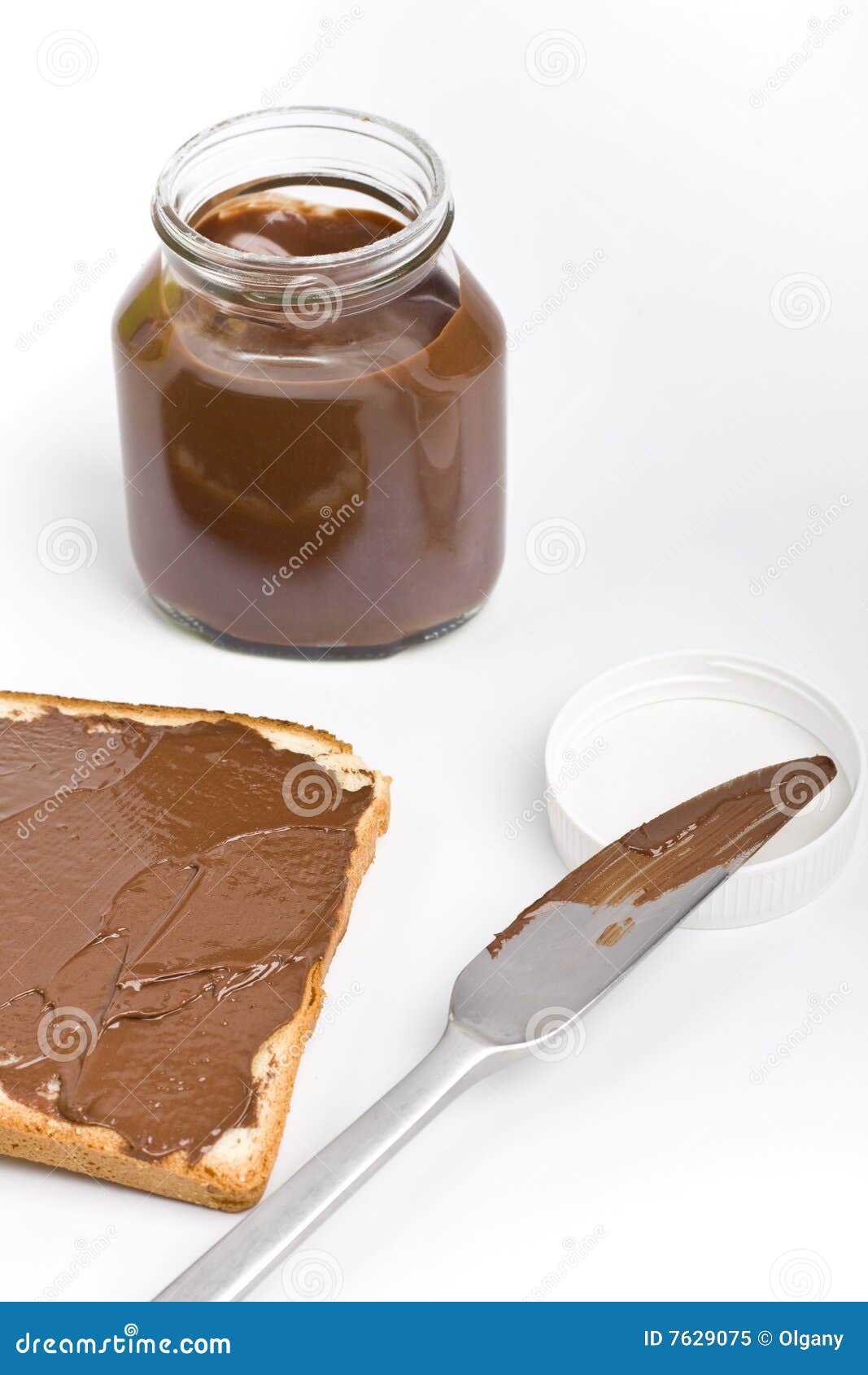 chocolate spread jar and a toast