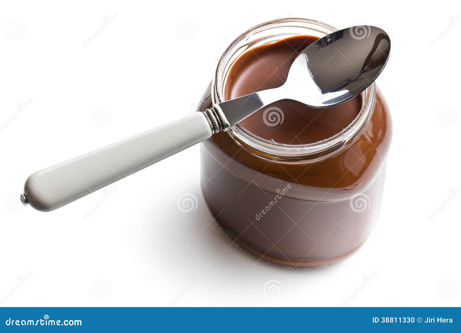 Chocolate spread in jar stock photo. Image of isolated 38811330