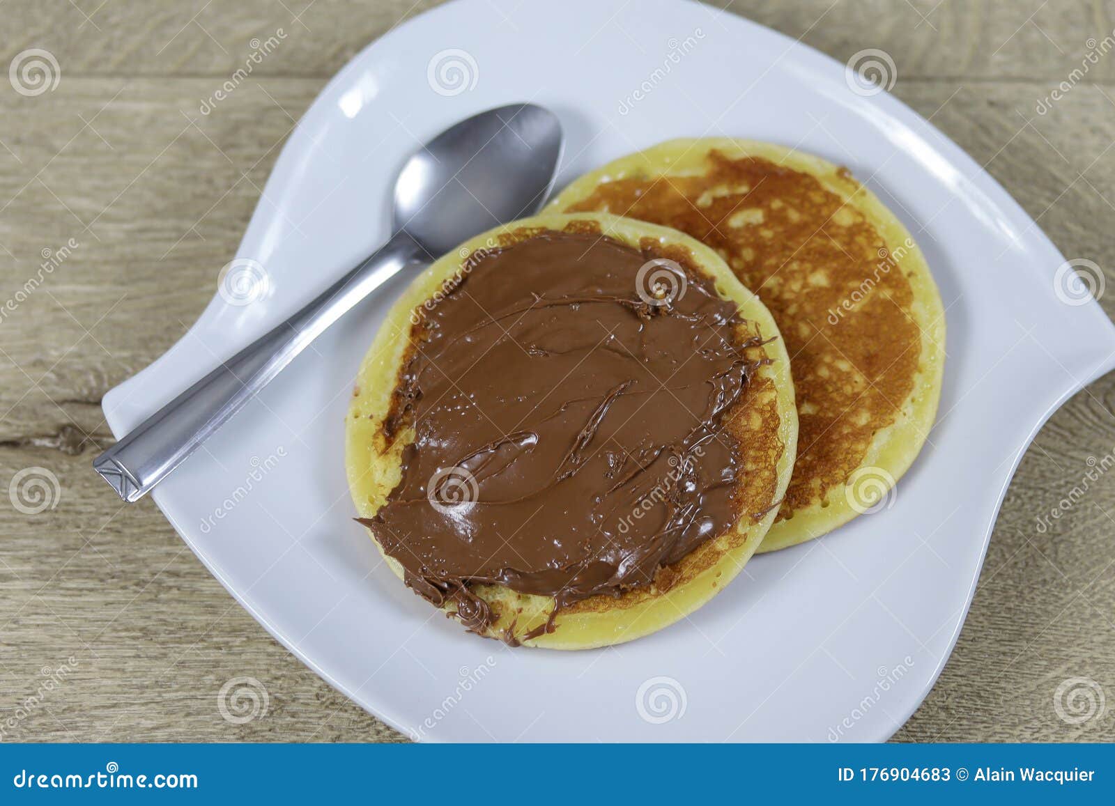 Chocolate spread pancake stock image. Image of pancake 176904683