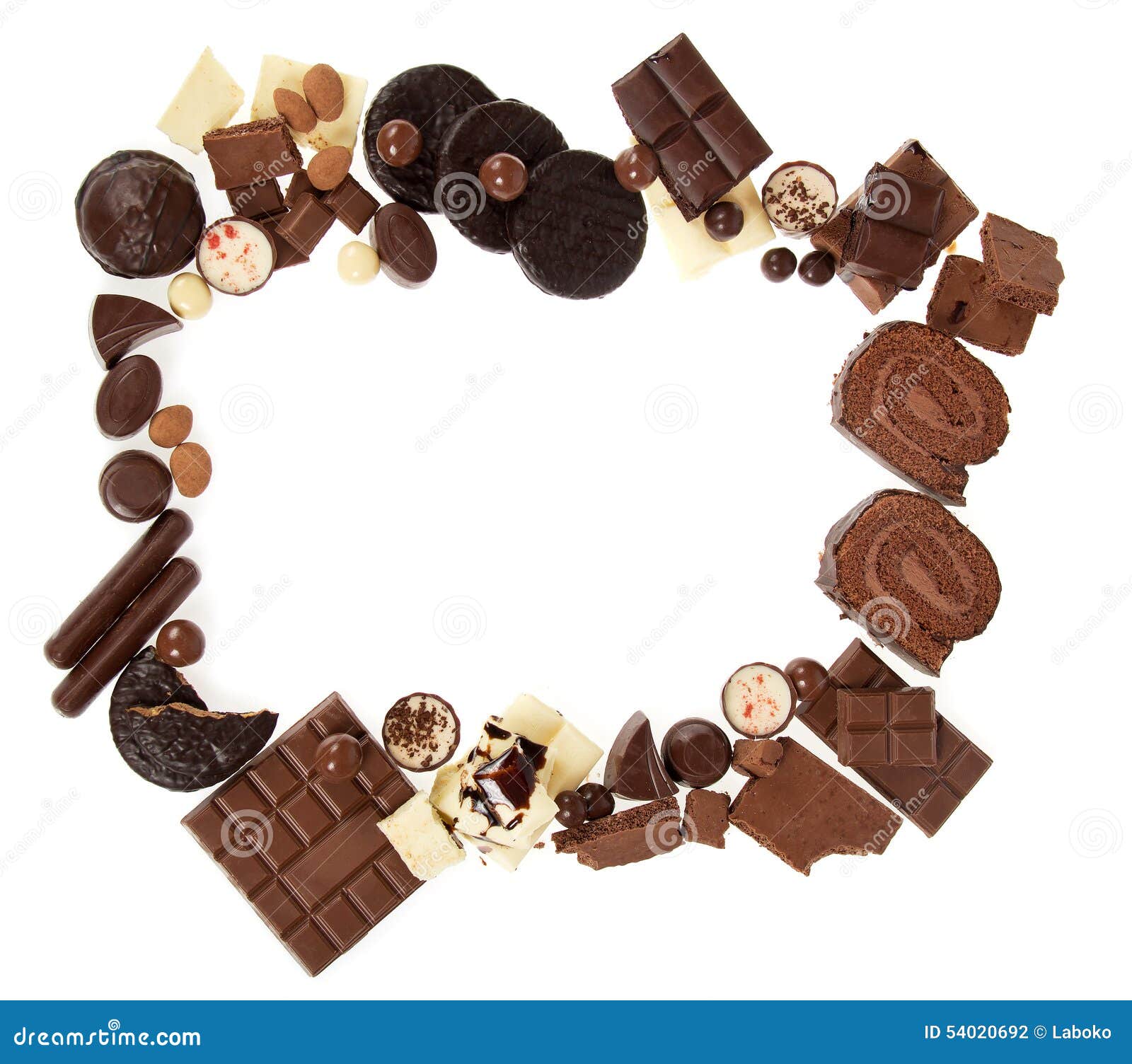 Chocolate sweets frame stock photo. Image of background 54020692