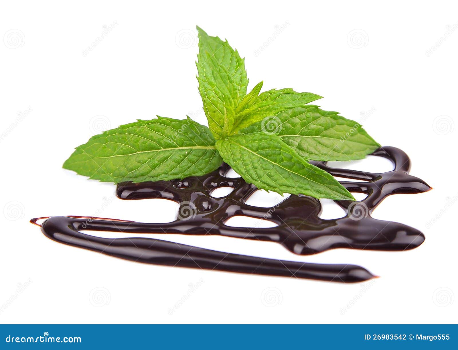 Essential Oil Essential and Chocolate with Mint Leaves Isolated