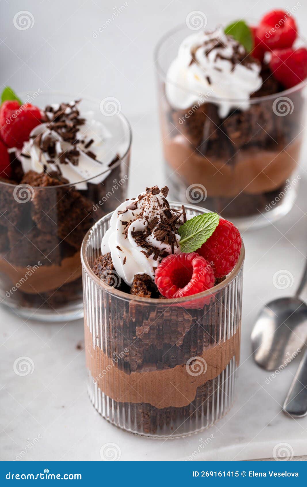 Chocolate Trifle or Parfait with Chocolate Mousse and Whipped Cream Stock Image Image of cacao