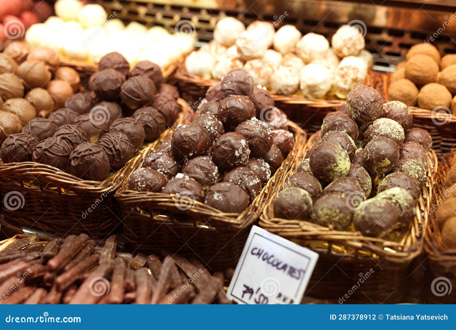 Chocolate Truffle Balls on Market Counter Stock Photo Image of