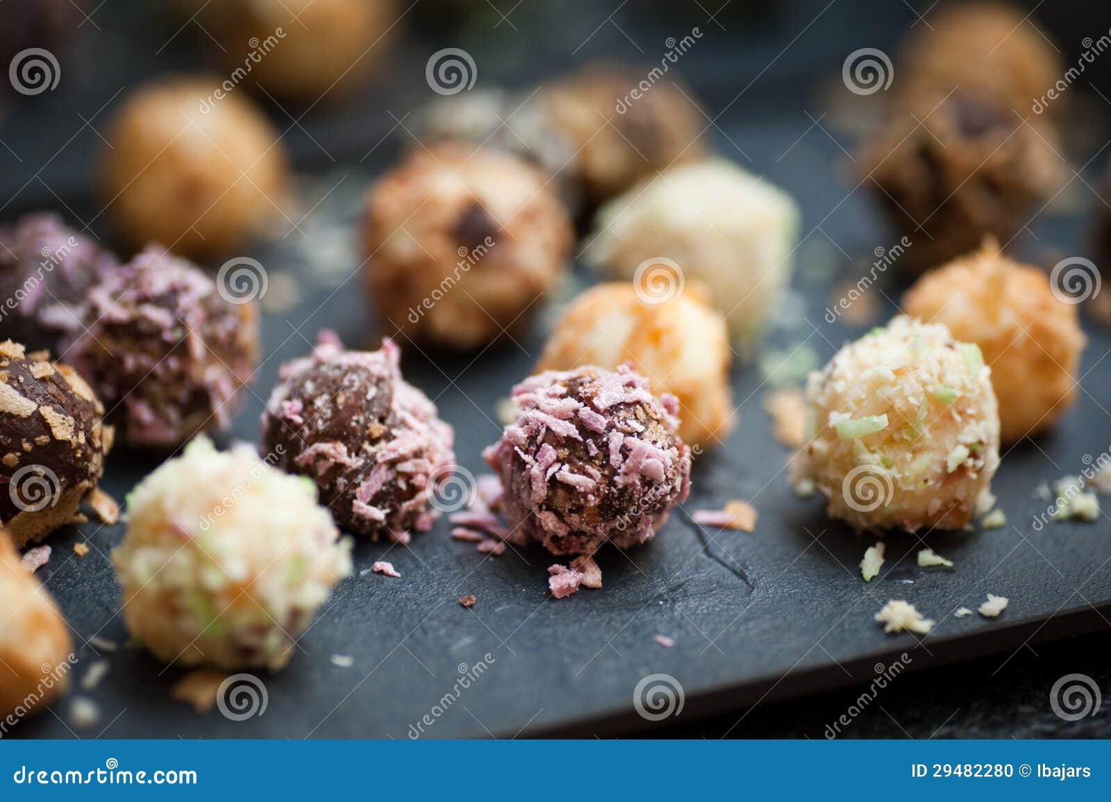 Chocolate Truffle with Colorful Coatings Stock Photo Image of