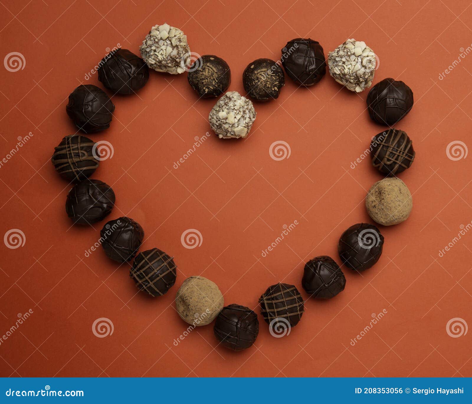 chocolate truffles heart shape template stock photo image of candy card 208353056