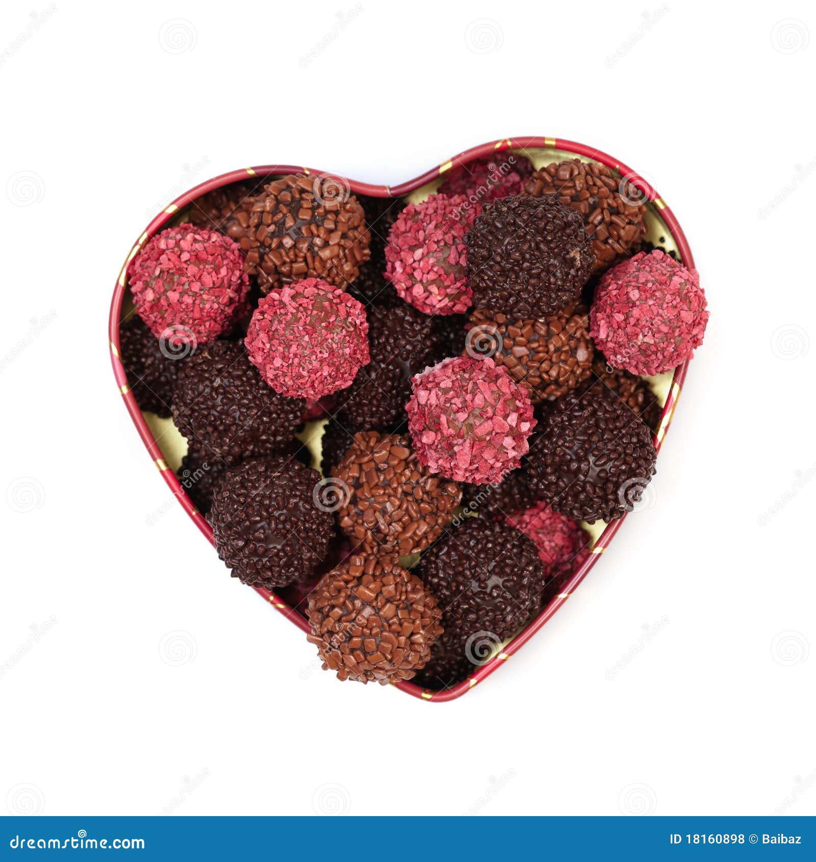 Chocolate Truffles In Heart Shaped Box Stock Photo Image Of Confection Background