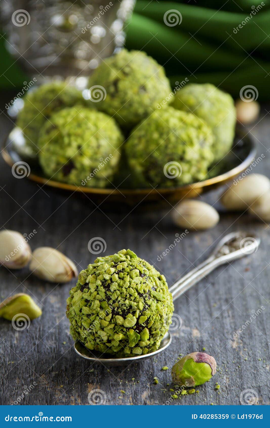 Chocolate truffles stock image. Image of food, pistachio 40285359