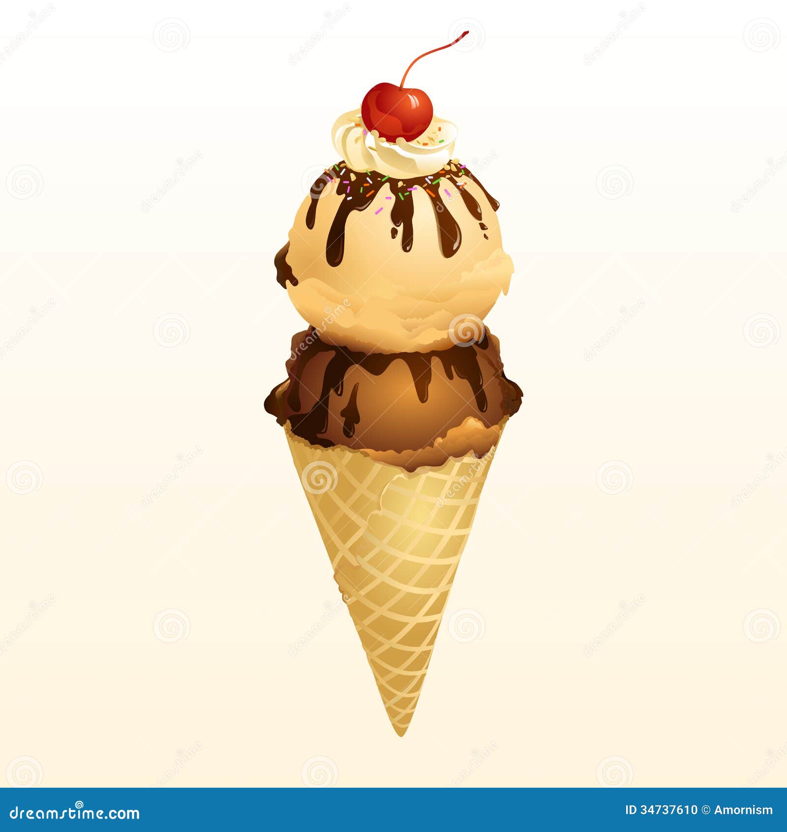 chocolate and vanilla ice cream cone