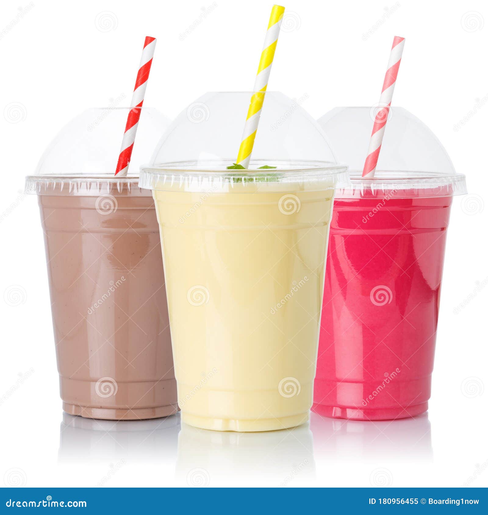 Chocolate Vanilla Strawberry Milk Shake Milkshake Collection Straw in a Cup  Isolated on White Stock Image - Image of healthy, background: 180956455