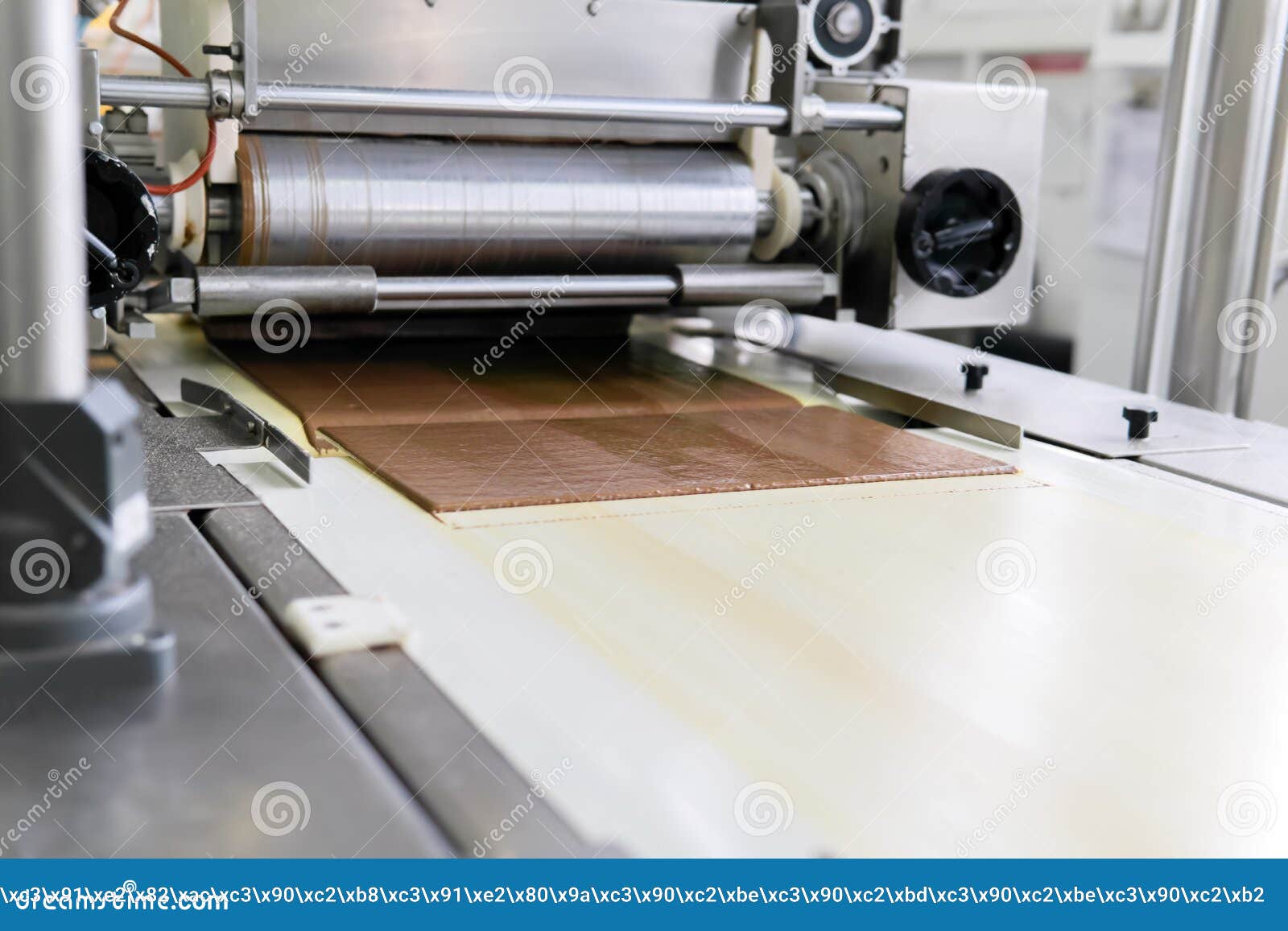 Chocolate Wafer Pouring at a Confectionery Factory Stock Image Image of equipment, multilayer