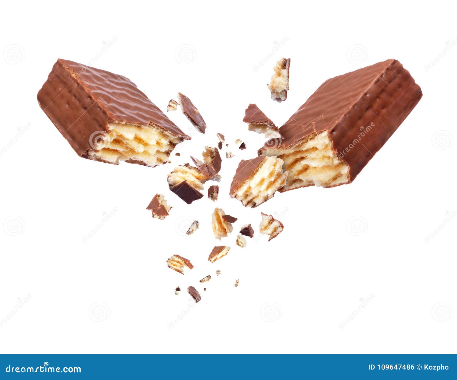 Chocolate Waffle Broken Into Two Parts Close Up Stock Photo Image Of Break Chunk