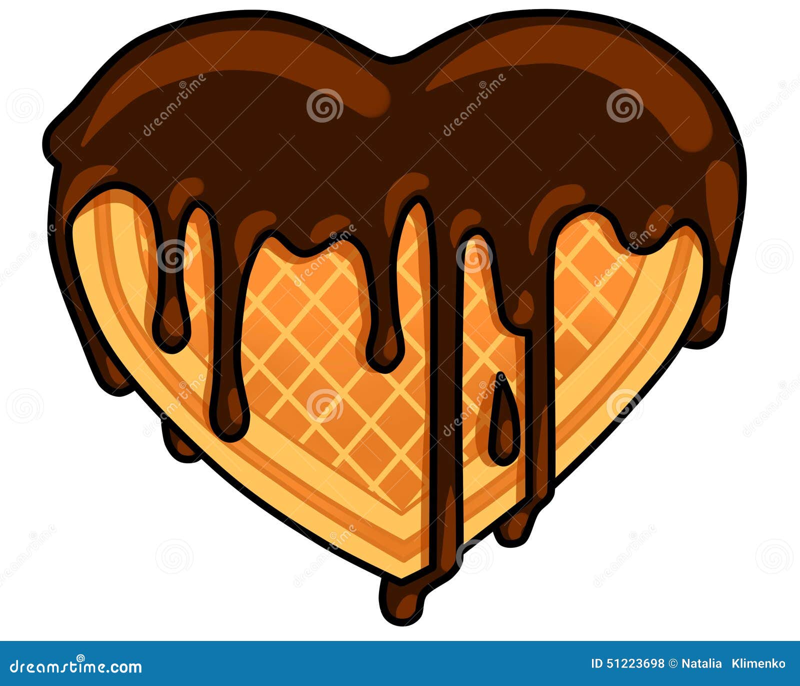 Chocolate waffle heart stock illustration. Illustration of heart 51223698