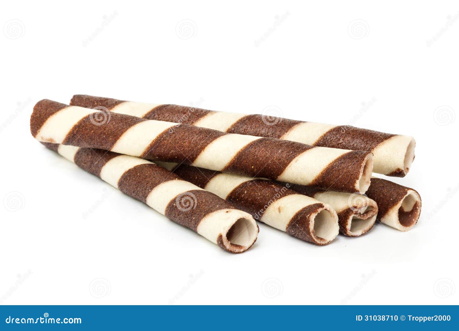 Chocolate waffle rolls. stock photo. Image of deliciously 31038710
