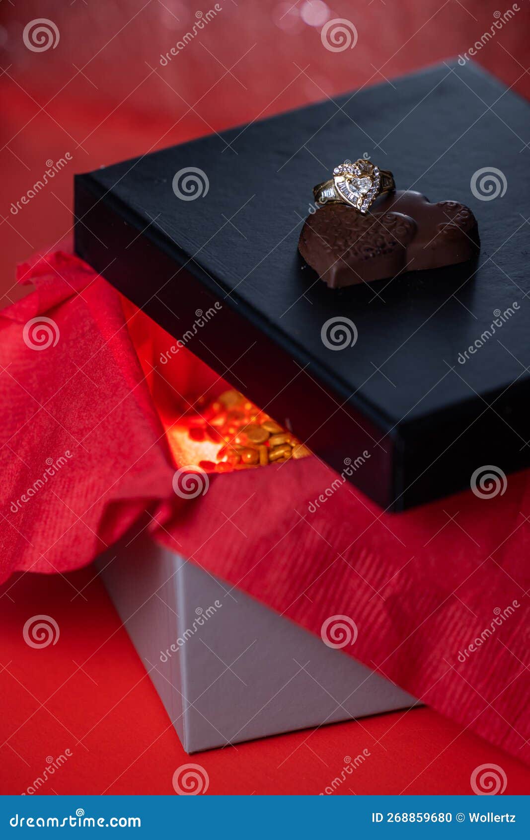 Chocolates and a ring stock photo. Image of milk, heart 268859680