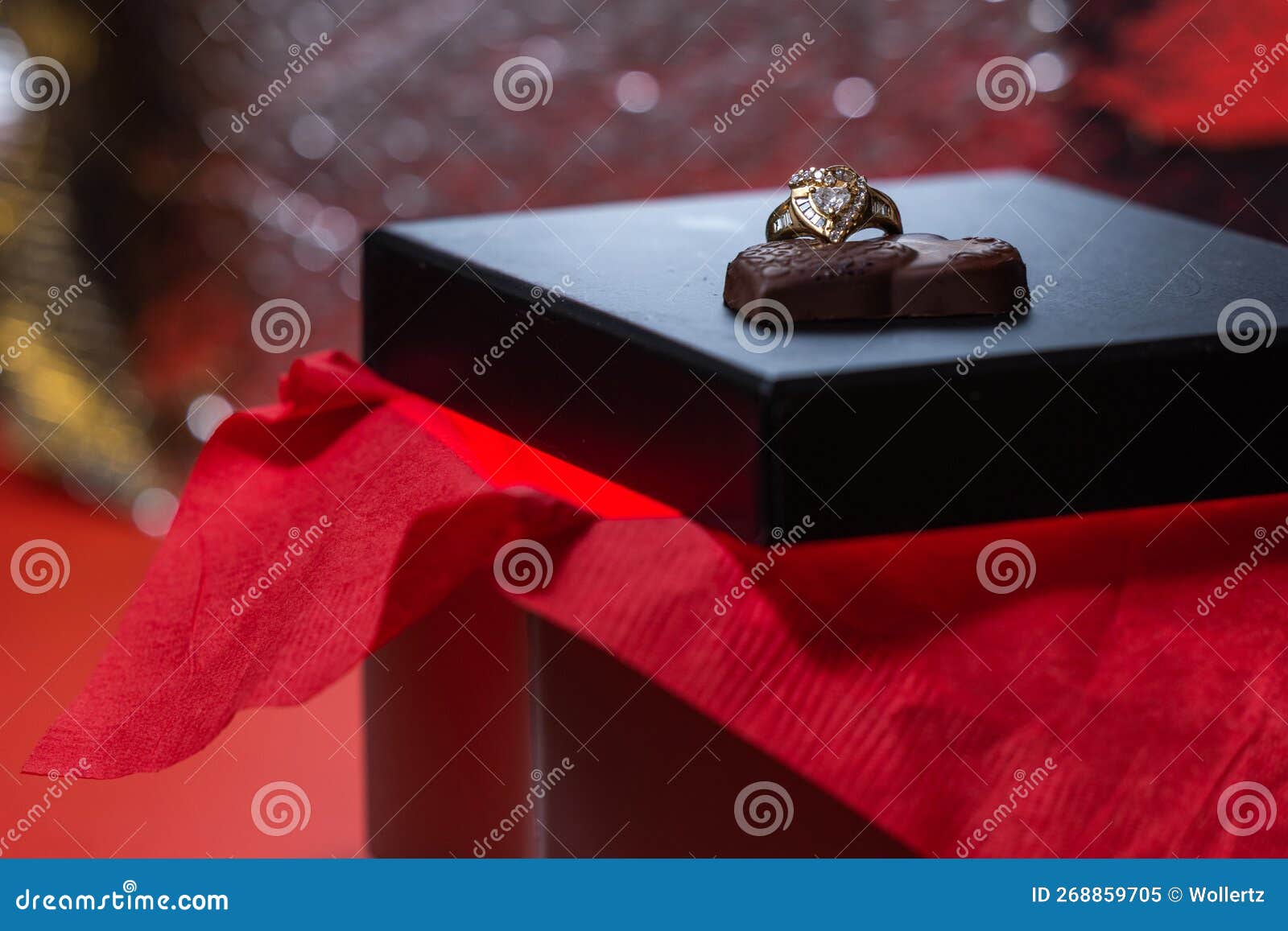 Chocolates and a ring stock image. Image of celebrate 268859705