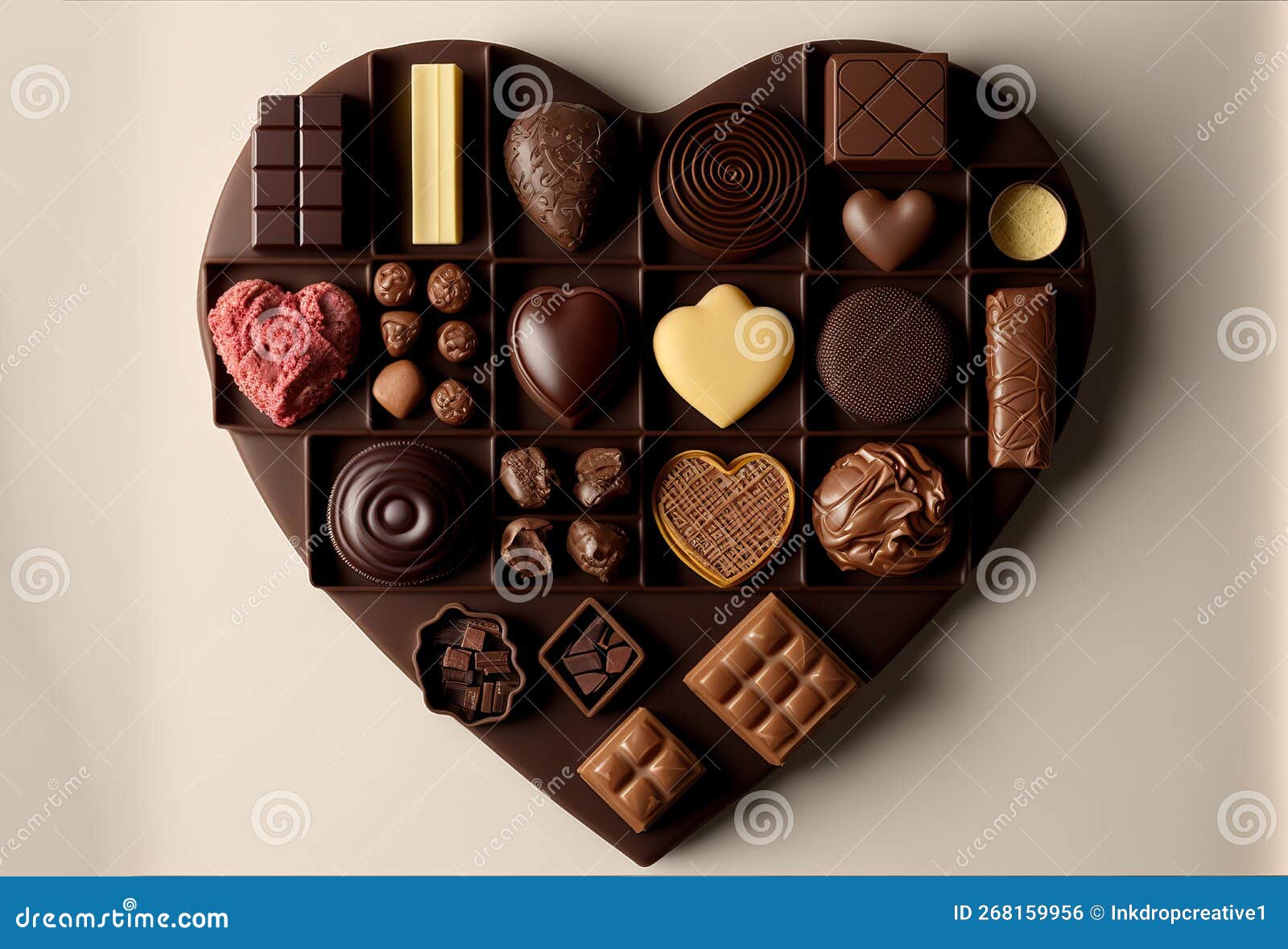 Chocolates in the Shape of a Love Heart. Generative Ai Stock