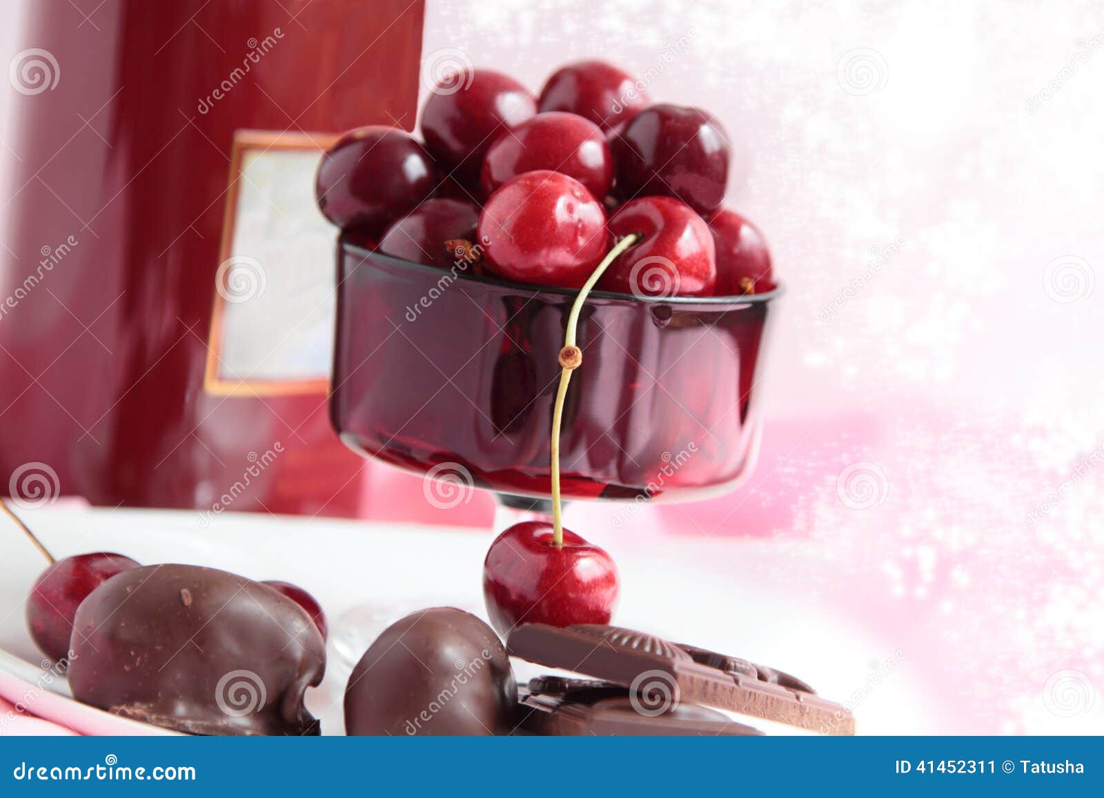 Chocolates and Sweet Cherry Berries.1 Stock Image Image of berries, drapery 41452311