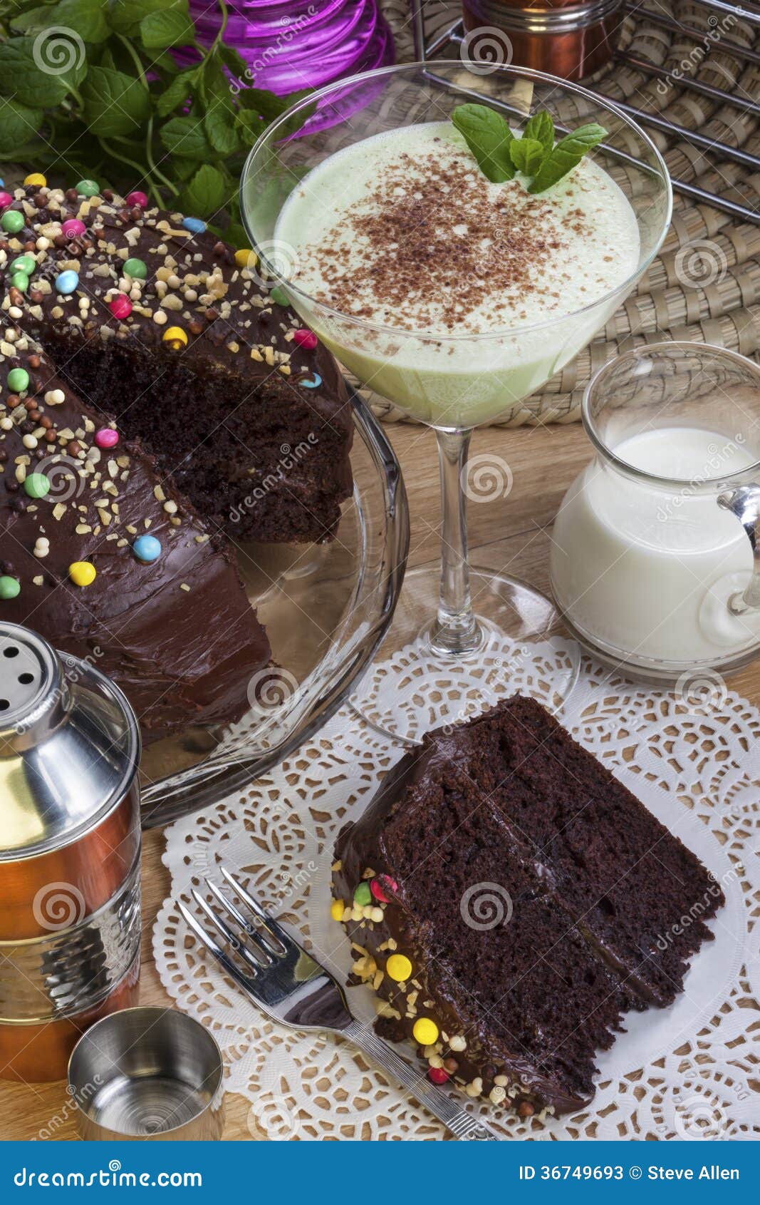Chocolate Cake and Cream Cocktail Stock Image Image of milk, glass