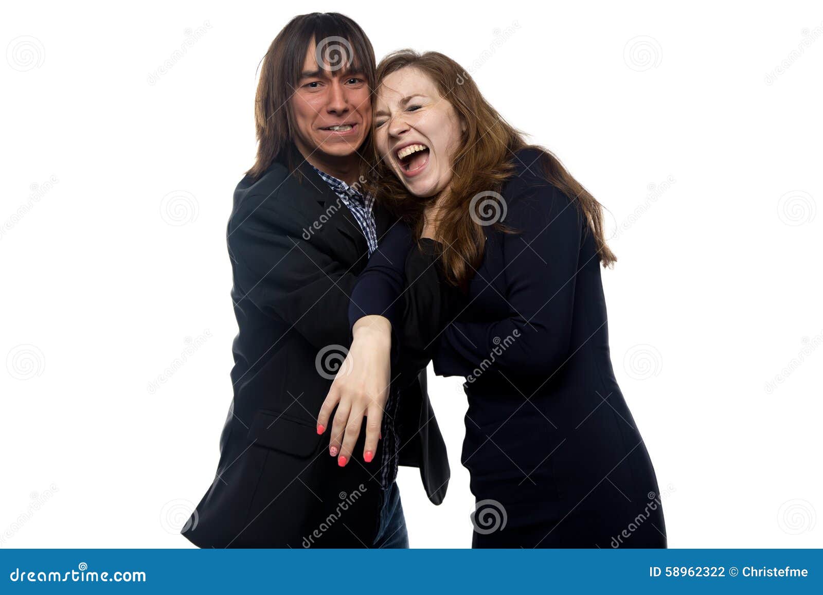 Choking Woman In Black Dress And Man Stock Photo - Image of dress