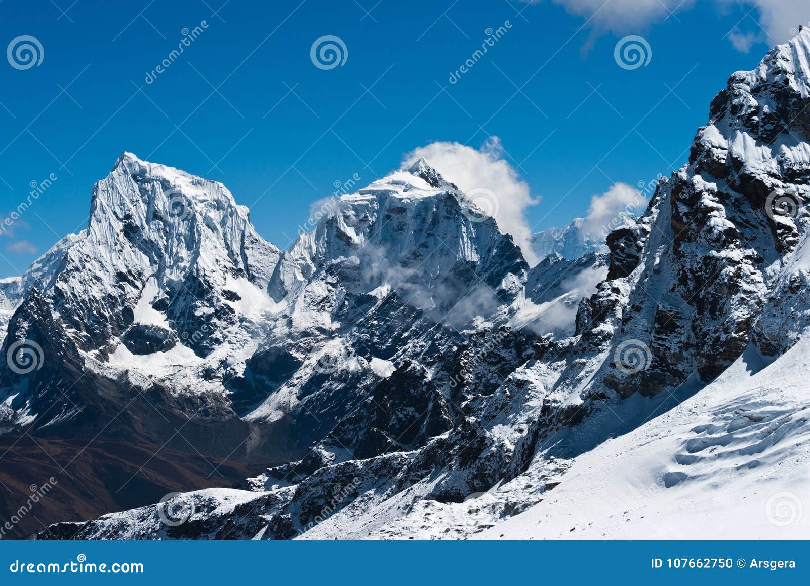 cholatse and taboche summits viewed from renjo pass