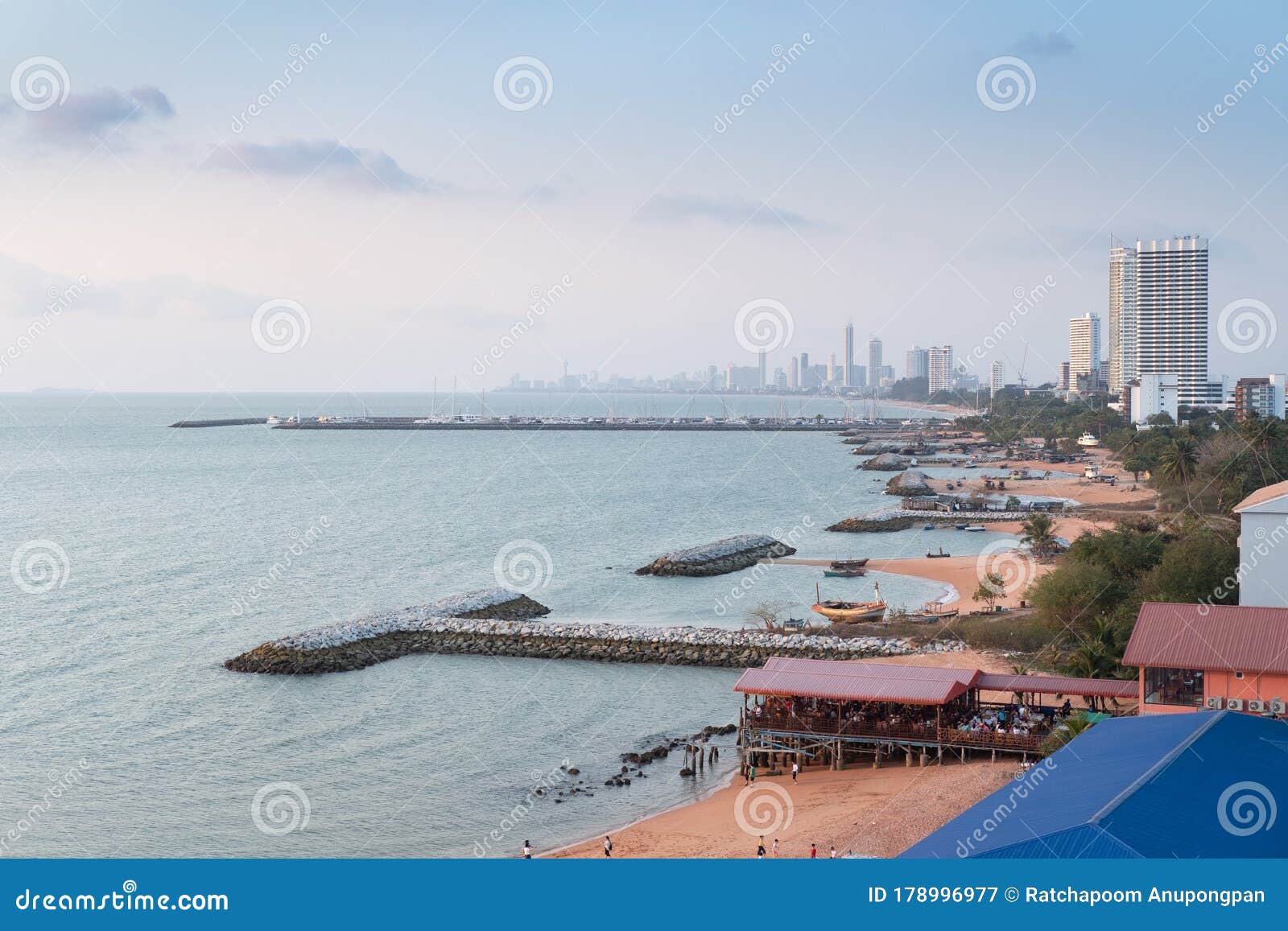 Chon Buri Thailand Febuary 15 2019 High Angle View Of Pattaya Bay Pattaya Beach View